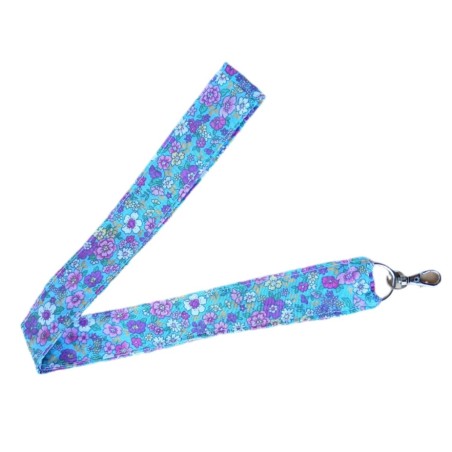 Porte badge fleurs violettes