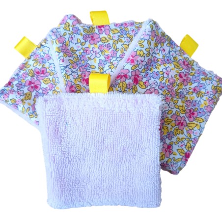 Lingettes lavables fleurs jaunes